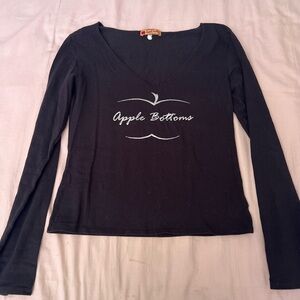 Apple Bottoms Black V-Neck Long Sleeve Tee